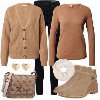 Outfit mit Schwarz Lederjacke/Cord Legging/High Waist Legging/Strick Legging/Gefütterte Leggings/Lederjacke/Thermohose/Treggings/Warme Leggings/Biker Jeans/Thermojeans VERO MODA "Stylisches Freizeit Outfit"