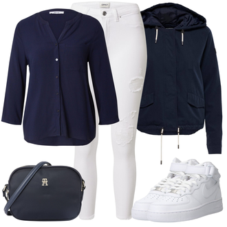Winter Outfits mit Dunkelblau Bluse und Tunika/Bluse Große Größe/Kaschmir-Strickjacke/Baumwoll Strickjacke/Strickjacke Gefüttert/Rundhals-Strickjacke/Kurze Strickjacke/Stehkragen-Strickjacke/Sommerstrickjacke/V-Strickjacke/Wolle Strickjacke/3/4 Bluse/Bluse Mit Knopf/Business Bluse/Lederjacke/Schlupfbluse About You "Perfekt für den Winter"