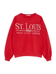 Pull&Bear Sweatshirt feuerrot / weiß