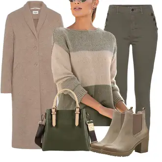 Lang Outfit mit Braun/Beige Sommermantel/Strickmantel/Wintermantel Wollmantel/Wollfleece Mantel/Tweed Mantel/Langer Mantel/Kaschmir Mantel/Leichter Mantel/Langmantel/Übergangsmantel Buffalo "Modischer Look für den Herbst"