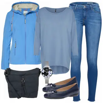 Outfit mit Blau Plateauschuh Geox "Only Shirt"