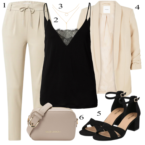 Comment poter Doré/Beige/Blanc Bijou Collier/Chaîne Fine About You avec Noir/Blanc Haut en Dentelle/Chaussures pour hommes/Chemise sans Manches/Top Spaghettis/Robe Grande Taille/Tunique/Chemisier Grande Taille guido maria kretschmer women