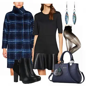 Mit Fransen Outfit mit Schwarz Lederjacke/Stiefel Mit Reißverschluss/High Heels Stiefel/Plateaustiefelette/Leder Stiefelette/Gefütterte Stiefelette/Klassische Stiefelette Stiefelparadies "EDCkleid"