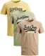 JACK & JONES Herren T Shirt 3er Pack Print Mix Rundhals Tee Regular Slim Fit O Neck Ausschnitt (Slim Fit Mix 21, M)