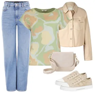 Jízda na koni Outfit s Světle modrá/Modrá Džín s Širokou Nohavicí/Vintage džíny/Dad Džíny/High Waist Džínové Kalhoty/Mom Jean/Formální Košile/Zvonové Džíny/Džíny s Rozparkem/Pánské tričko/Džíny Volného Střihu Pieces "Vzhledy pro volný čas"Look: Volný čas, Na Procházku, Bowling, Jízda na koni