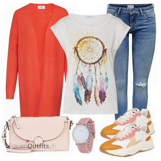 Outfit mit Rosa/Beige/Blau Sneaker SCOTCH & SODA "Alltags Outfit"