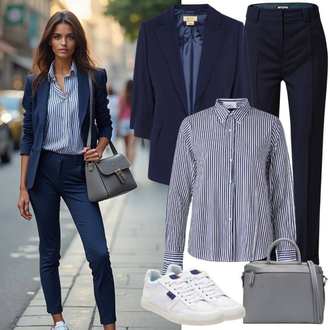 Kombinacije za posao sa Tamnoplava/Plava Bluza I Tunika/Bluza i Tunika/Bluza Veći Broj JdY "Savršeni građevinski outfit"