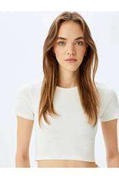 Basic Short Sleeve Crew Neck Slim Fit Crop Camisole Tee