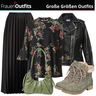 Outfit mit Grün SchnürStiefelette Rieker "Plus Size Mode"