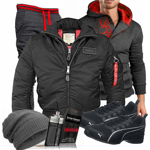 Grau/Blau Hut/Winter Parka Compagno kombinieren
