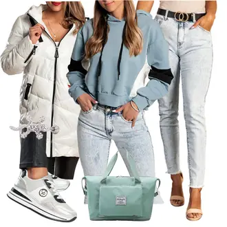 Kombinacije od trapera Široke sa Pastelne boje Majica i top Sportska majica fenzy "Outfit za zimu"