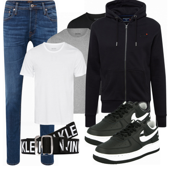 Outfit mit Schwarz Hoodie Superdry "Cooles Outfit"