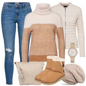 Warme Outfit mit Beige/Braun/Lila/Khaki/Weiß Hut Ohrenwärmer/Kopfbedeckung/Winter Mütze/Mütze styleBREAKER "Kuschelig"