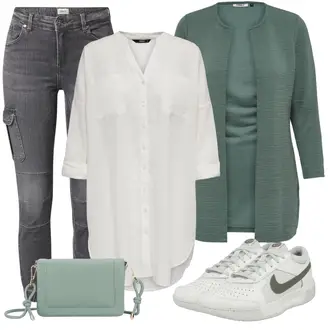 Outfit s Šedá/Světle šedá/Tmavě šedá Cargo džíny/Motorkářské Džíny Only "Perfektní na jaro"