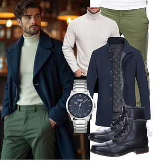 Konzert Winter Outfit mit Dunkelblau YOUTHUP "Freizeit Outfit"Look: Besondere Anlässe, Schule, Valentinstag, Firmenfeier, Konzert, Bar, Pop Konzert