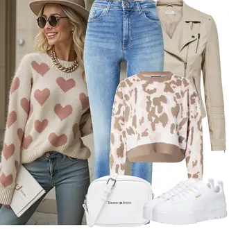 Outfit mit HellBlau/Blau Lederjacke/Ankle Boot/High Waist Jeans/Jeans mit Schlitz/Jeans mit Loch/Push up Jeans/Schlupfjeans/Cuir Chaussures/男士皮夹克/Winterjacke VERO MODA "Frühling outfit"