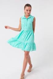 Mini obleka Women's Mint Green Ruffles