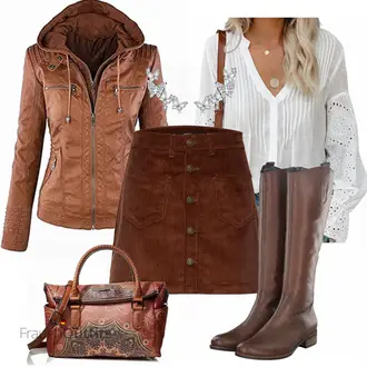 Mit Kapuze Outfit mit Braun/Orange/Dunkelbraun Winterjacke/Bikerjacke/Lederjacke/Kapuzenjacke/KunstLederjacke/Jacke mit Seitlichem Reißverschluss/Herbstjacke Newbestyle "Only rock"