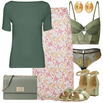 Rock Outfits mit Gelb/Gold/Dunkelgrün Unterhose Samsøe Samsøe, Gelb Karolina Kurkova Originals "Modischer Sommer Look"