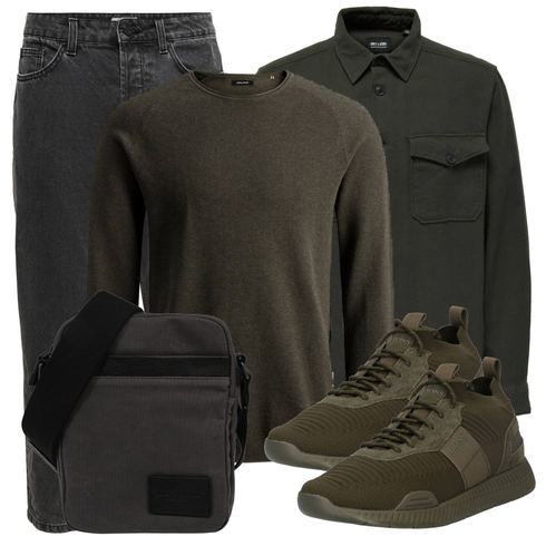 HellGrau/DunkelGrau/Grau/Khaki Damen 7/8-Länge Jeans/Cropped Jeans/Dad Jeans/Girlfriend Jeans/Mom Jean/Formelles Hemd/Tapered-Jeans Only & Sons kombinieren