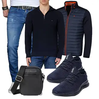 Gala Outfit mit Rot/Dunkelblau/Hellblau Kunstfaserjacke/Langlaufjacke/Isolationsjacke/Sportjacke/Merinojacke/Thermojacke/Hybridjacke Calvin Klein "Freizeit Outfit"Look: Bar, Bayram, Schule, Electro, Konzert, Festival, Gala, Pop Konzert