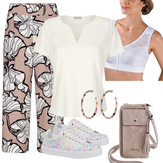 Outfit mit Rosa/Mischfarben/Rot Ohrclip Fräulein Wunder "Schöner Sommer Look"