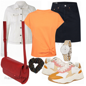 Outfit mit Rosa/Beige/Blau Sneaker SCOTCH & SODA "Outfit für den Frühling"