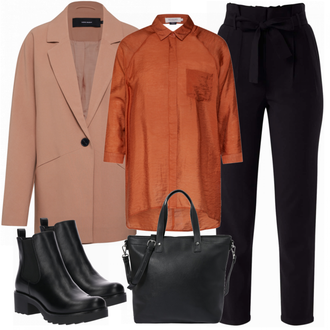 Oversize Kurz Outfit mit Schwarz Chelsea Boot/Lederjacke/Flache Stiefelette/Gummistiefelette About You "Vero Moda Jacke"Look: Uni, Schick, Edel, Coole, Oversize, Techno, Unisex, Wetlook