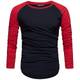 REPUBLIX Oversize Herren Longsleeve Basic 2in1 Sweatshirt Crew Neck Basic O-Ausschnitt Shirt R-0041 Navyblau/Rot L