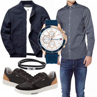 Outfit mit Grau Hemd/Bügelfreies Hemd Seidensticker "Buro Outfit"