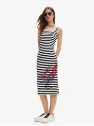 White and Black Women Striped Dress Carpark - Women