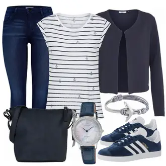 Gazelle Outfit mit Grau Sneaker Adidas Originals "AnkerGirl"
