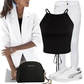 Outfit mit Schwarz Strandtop lscn by lascana "Perfekt für den Frühling"