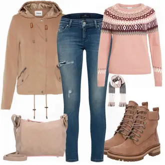 Outfit mit Braun Stiefel Timberland "Komfort"