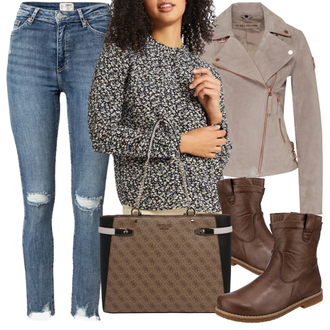 Gefütterte Outfit mit Grau/Beige/Lila/Braun Mantel/Herbstjacke/Bikerjacke/Cordjacke/Außergewöhnliche Jacke/Jacke mit Seitlichem Reißverschluss/Lederjacke/Motorradjacke/Frühlingsjacke/Sommerjacke/Wolljacke Freaky Nation "Outfit für den Herbst"