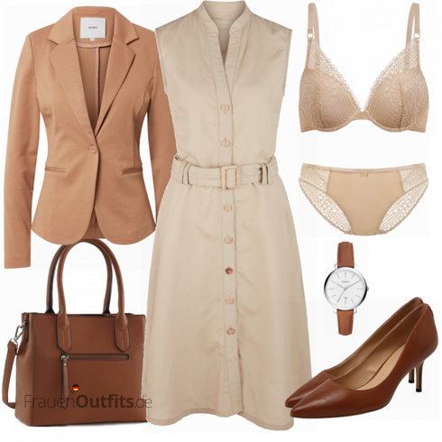 Beige/Grau Kleid Große Größe S.Oliver kombinieren
