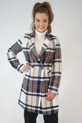 La Pra Geruite Trenchcoat Akhan zwart - beige - camel - roestbruin Lange blazer Dames - Maat 40