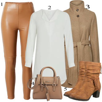 Outfit s Hnědá/Khaki/Béžová/Šedá Pletený Fleecový Kabát/Kašmírový Kabát/Lodenový kabát/Vlněný Fleecový Kabát/Pletený Kabát/Zimní Kabát Vlněný kabát B.young "Podzimní Outfit"