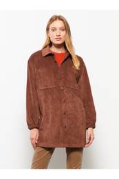Plain Long Sleeve Velvet Women's Shirt Jacket