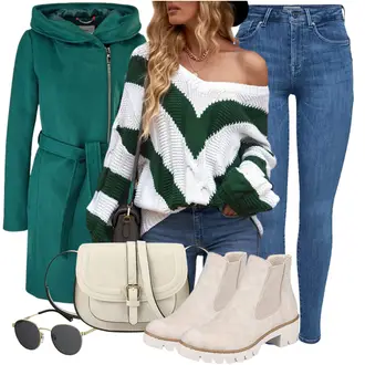 Outfit mit Grün/Türkis/Dunkelgrün Fleecemantel/Kapuzenmantel/Wollmantel/Lodenmantel/Regenmantel/Wintermantel Wollmantel/Langer Mantel/Langmantel/Regenmantel & Funktionsmantel/Langer Wintermantel/Mantel mit Reißverschluss/Midi Mantel/Übergangsmantel/Scuba-Mantel S.Oliver "Perfekt für den Herbst"