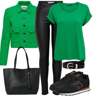 Outfit mit Grün/Neonfarben Cord­ Blazer/Trachtenblazer/Tweed Blazer/Lederjacke/Kurzblazer/Boucle Blazer/Strick­blazer Only "Stilvoller Look für die Freizeit"