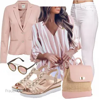 Elegante Outfits Schmal mit Weiß/Lila/Rosa Elara "Elegantes Sommer Outfit"