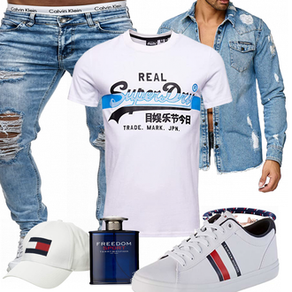 Gepunktet Outfit mit Grau Tommy Hilfiger "Street Style Outfit"