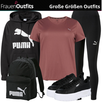 Outfit mit Schwarz/Braun/Lila Sweatmode/Ausgefallener Hoodie/Hoodie/Partner Hoodie/Sport Hoodie/Sweatshirt/Unisex Hoodie/Vintage Hoodie Puma "Cooler Look für den Sport"