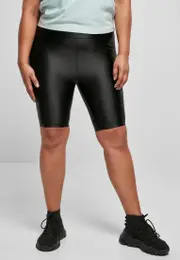 Women's Shiny Metallic High-Waisted Cycling Shorts Black