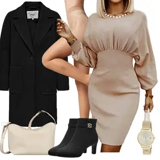 Festival Outfit Warme mit Beige/Braun/Khaki Rundhals Pullover Onsoyours "Elegantes Winter Outfit"