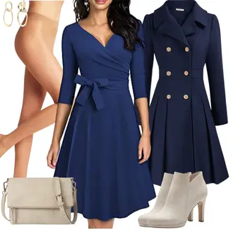 Festival Outfit Warme mit Dunkelblau Mantel GRACE KARIN "Elegantes Winter Outfit"