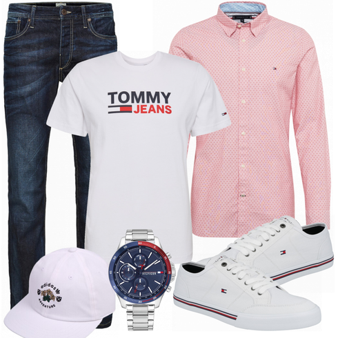 Weiß T-Shirt Tommy Jeans kombinieren