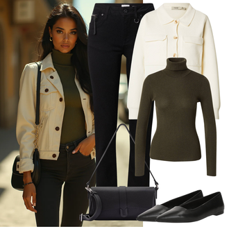 Outfit sa Crna Zimska Hlača/Hlača sa Stremenom/Hlača od Odijela/Ležerna Hlača/Uske Hlača/Rastezljiva Hlača/Skinny Hlače/Bootcut Hlača/Duga Hlača/Poslovna Hlača/Ravna Hlača/Hlače s Prorezom Pulz Jeans "Savršen za proljeće"