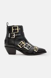 Usnjeni glenarji Jane Buckle Boot enski, rna barva, W019FB